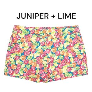JUNIPER + LIME Bright Multi Color Citrus Slice 4" Shorts 16